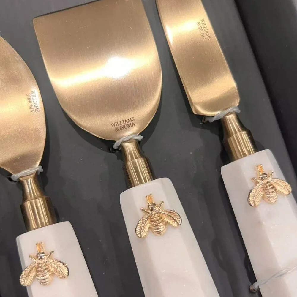 Brand New William Sonoma Honeycomb Marble Cheese Knives, Set of 3, Gift